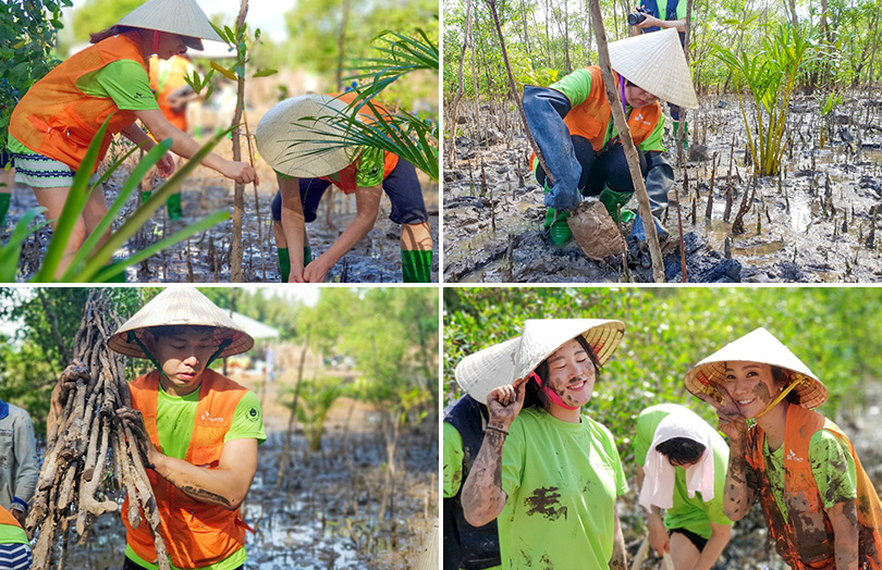 숲 복원사업에 참여한 자원봉사자들